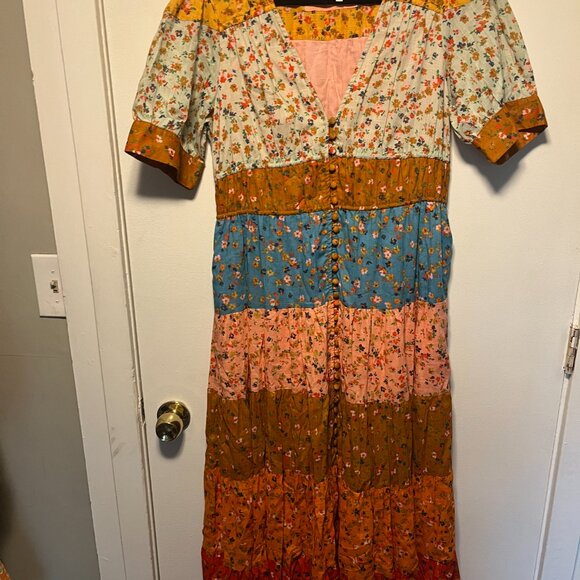 Anthropologie Multicolor Patchwork Button Front Midi Dress – Women’s M - Picture 8 of 8